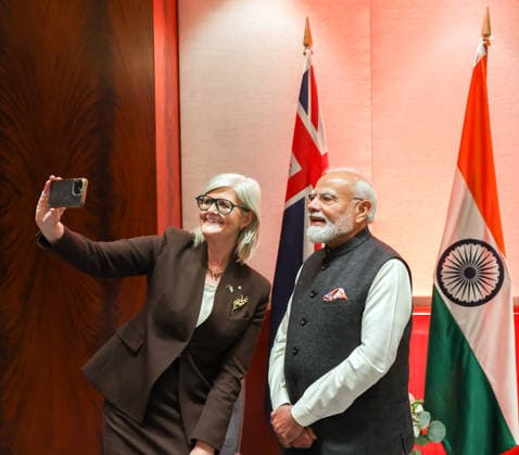 RECORD DATE NOT STATED PM Modi shares a warm selfie with the Governor General of Australia, Sam Mostyn AC Melbourne, Jul 09 (ANI): Prime Minister Narendra Modi shares a warm selfie with the Governor General of Australia, Sam Mostyn AC, in Melbourne on Thursday. @narendramodi X ANI Photo) Melbourne Australia Copyright: xANIx ANI_20260709147