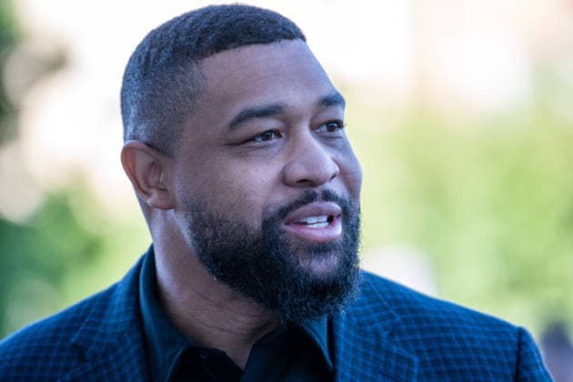July 9, 2026, Provo, Utah, USA: BRANDON TATUM, a conservative commentator and former police officer, conducts an interview outside the Fourth District Court during the fourth day of the preliminary hearing in the Tyler Robinson case. Provo USA  - ZUMAm292 20260709_znp_m292_008 Copyright: xCharlesxMcClintockxWilsonx