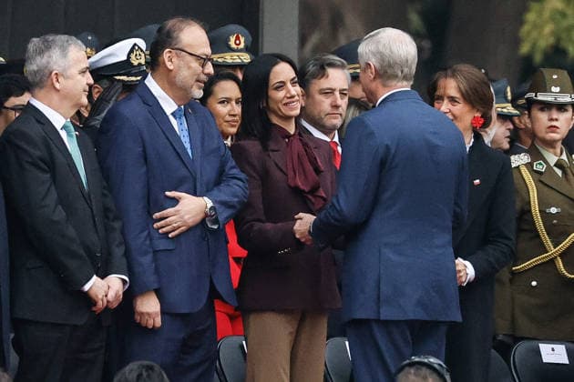 Santiago, July 9, 2026 Senate President Paulina Núnez greets President José Antonio Kast, who is participating in the 2026 Oath to the Flag ceremony at the Plaza de la Ciudadanía Diego Martin Aton Chile, Aton 1171162 jpeg  Copyright: DIEGOxMARTIN ATONxCHILE