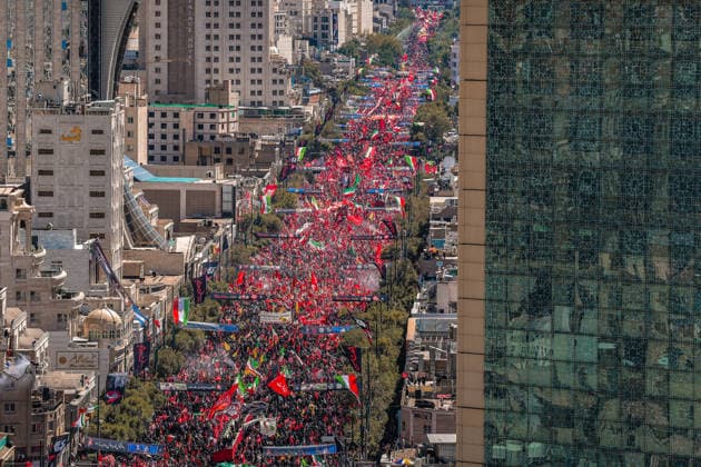 July 9, 2026, Mashhad, Razavi Khorasan, Iran: An aerial view shows crowds of mourners attending a funeral procession for Iran s slain supreme leader Ali Khamenei and members of his family, before he is buried at the Shrine of Imam Reza, Iran s most revered place of worship, in Mashhad on July 9, 2026. Braving sweltering heat and calling for revenge, Iranians loyal to the Islamic Republic massed on July 9 for the burial of slain supreme leader Ali Khamenei in his hometown of Mashhad. Khamenei will be buried in his hometown of Mashhad, home to the shrine of Imam Reza, Iran s holiest Shia Muslim site, following several days of ceremonies and processions across the country. Mashhad Iran - ZUMAi98_ 20260709_zih_i98_007 Copyright: xIranianxSupremexLeader SxOfficex