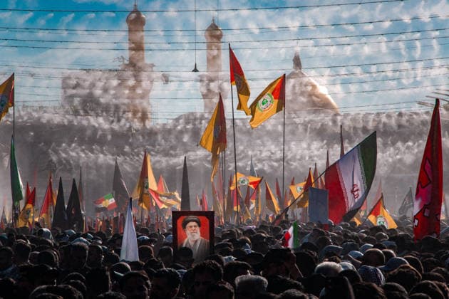 July 9, 2026, Karbala, Iraq: Mourners take part in the funeral procession for Iran s late supreme leader Ayatollah Ali Khamenei at the Imam Hussein Shrine in Karbala early on July 9, 2026. Iranians were preparing on July 9 to bury their slain leader Ali Khamenei in his hometown of Mashhad in northeast Iran, as new US strikes threatened to trigger a fresh escalation in the Middle East war. The late leader s burial follows a multi-day funeral ceremony that attracted millions of mourners across various cities in both Iran and Iraq. Karbala Iraq - ZUMAi98_ 20260709_zih_i98_052 Copyright: xIranianxSupremexLeader SxOfficex