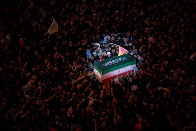 July 9, 2026, Karbala, Iraq: Mourners carry the coffin of Iran s late supreme leader Ayatollah Ali Khamenei as they take part in the funeral procession at the Imam Hussein Shrine in Karbala early on July 9, 2026. Iranians were preparing on July 9 to bury their slain leader Ali Khamenei in his hometown of Mashhad in northeast Iran, as new US strikes threatened to trigger a fresh escalation in the Middle East war. The late leader s burial follows a multi-day funeral ceremony that attracted millions of mourners across various cities in both Iran and Iraq. Karbala Iraq - ZUMAi98_ 20260709_zih_i98_066 Copyright: xIranianxSupremexLeader SxOfficex