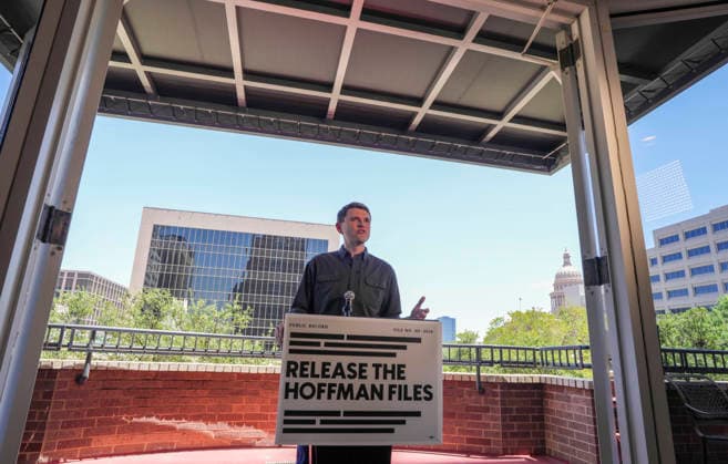 July 9, 2026, Austin, Tx, United States: U.S. Senate candidate JAMES TALARICO holds a press conference across from opponent Republican Texas Attorney General Ken Paxton s office in downtown Austin on July 9, 2026. Democrat Talarico criticized AG Paxton s handling of a Waco child predator case that landed the guilty perpetrator less than 30 days in jail. Austin United States  - ZUMAd150 20260709_znp_d150_003 Copyright: xBobxDaemmrichx