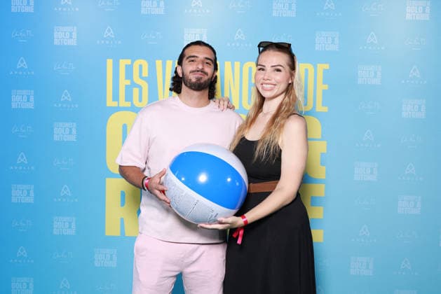 Les Vacances De Golo Et Ritchie Photocall - Paris Hicham El Amrani and Gaelle Quiquempoix Aka Les Babes attend the photocall for the premiere of Les Vacances De Golo Et Ritchie held at the UGC Bercy in Paris, France on July 9, 2026. Photo by David BoyerBACAPRESS.COM Paris France  Copyright: xBoyerxDavid ABACAx