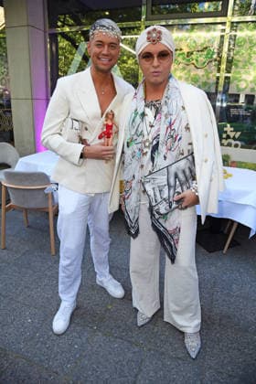 Julian F. M. Stöckel mit Freund Marcell Damaschke bei der Restaurant Bellucci La Grande Bellezza Sommerparty in Berlin am 09.07.2026 *** Julian F. M. Stöckel with his friend Marcell Damaschke at the Bellucci La Grande Bellezza summer party in Berlin on July 9, 2026