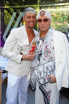 Julian F. M. Stöckel mit Freund Marcell Damaschke bei der Restaurant Bellucci La Grande Bellezza Sommerparty in Berlin am 09.07.2026 *** Julian F. M. Stöckel with his friend Marcell Damaschke at the Bellucci La Grande Bellezza summer party in Berlin on July 9, 2026