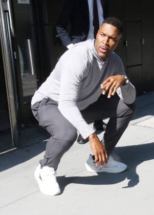 A playful Michael Strahan gets down and strikes a pose at Good Morning America Featuring: Michael Strahan Where: New York City, New York, United States When: 09 Jul 2026 Credit: Roger Wong INSTARimages EDITORIAL USE ONLY. NOT FOR USE BY NEWSPAPERS BASED IN THE UK. Copyright: xx instar55841663