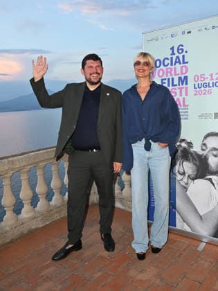 Micaela Ramazzotti receives the Lifetime Achievement Award at the 2026 Social Film Festival - 09 Jul 2026 Micaela Ramazzotti and Giuseppe Alessio Nuzzo attend the 2026 Social Film Festival. Vico Equense Italy Copyright: xAntoninoxD Espositox xSOPAxImagesx DSC_4643