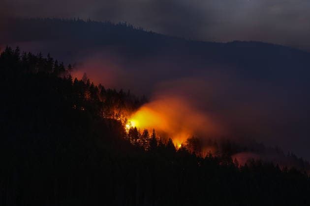July 9, 2026, Boston Bar, Bc, CANADA: The Brunswick Creek wildfire consumes trees on a mountainside, in Boston Bar, B.C., on Thursday, July 9, 2026. Boston Bar CANADA  - ZUMAc35_ 20260709_zaf_c35_114 Copyright: xDarrylxDyckx