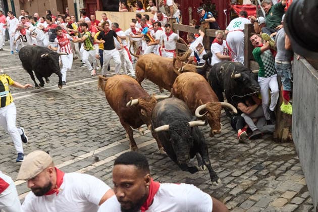 Fourth bull run of the 2026 San Fermín Festival, featuring bulls from the Álvaro Núnez ranch; the fourth bull run of the 2026 San Fermín Festival, on July 10, 2026, in Pamplona, Navarre, Spain. This year, bulls from the Álvaro Núnez ranch will headline the fourth running of the San Fermín Festival in Spain.  Copyright: xEduardoxSanzx 7656823