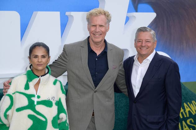 The Hawk Premiere - Los Angeles, USA LOS ANGELES, USA. July 09, 2026: Bela Bajaria, Will Ferrell & Ted Sarandos at the premiere for The Hawk at the Directors Village in Westwood. Los Angeles CA USA  Copyright: xPaulxSmith Featureflashx