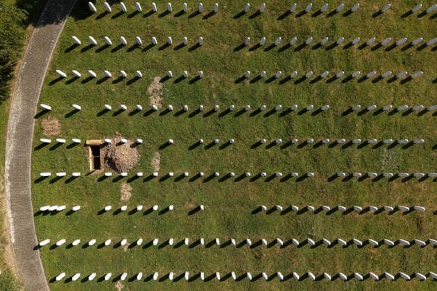 Memorial centre to victims of the 1995 Srebrenica Genocide Aerial view of Memorial centre and Cemetery to victims of the 1995 Srebrenica massacre in Potocari, Bosnia and Herzegovina, July 10, 2026.  ArminxDurgut PIXSELL