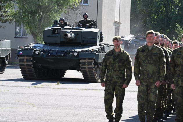 Ceremony of taking over last Leopard 2A4 tank by 73rd tank battalion took place in Praslavice, Czech Republic, on July 10, 2026. (CTKxPhoto LudekxPerina) CTKPhotoP2026071002523  CTKPhotoP2026071002523