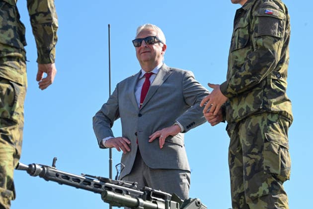Ceremony of taking over last Leopard 2A4 tank by 73rd tank battalion took place in Praslavice, Czech Republic, on July 10, 2026. Czech Defence Minister Jaromir Zuna (for SPD) inspects the Leopard tank. (CTKxPhoto LudekxPerina) CTKPhotoP2026071002699  CTKPhotoP2026071002699