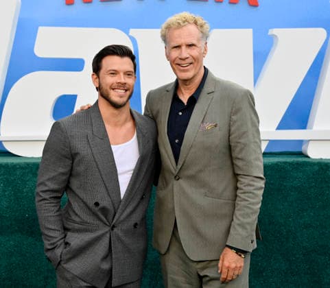 Cast members Jimmy Tatro (L) and Will Farrell attend the premiere of the Netflix sport comedy TV series The Hawk at the Directors Village in the Westwood section of Los Angeles on Thursday, July 9, 2026. Storyline Follows Lonnie Hawkins, 2004 s top golfer, as he struggles to recapture his magic late in his career, refusing to believe he s anything other than one stroke away from golf s greatest comeback.  LAP2026070934 JIMxRUYMEN