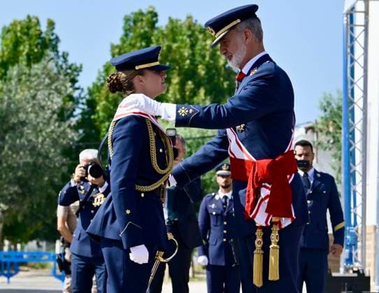 Ceremony for the Awarding of Royal Commissions at the General Academy of Air and Space: King Felipe VI and Princess Leonor during the ceremony for the awarding of Royal Commissions at the General Academy of Air and Space (AGA) on July 10, 2026, in Santiago de la Ribera, Murcia, Spain. At this ceremony, which marks the end of the academic year, the monarchs and officials presented lieutenant commissions to 111 cadets graduating from the academy. July 10, 2026 Kiko Asunción Santiago de la Ribera, Murcia Santiago de la Ribera, Murcia, Spain  Copyright: xKikoxAsuncionx 7657041
