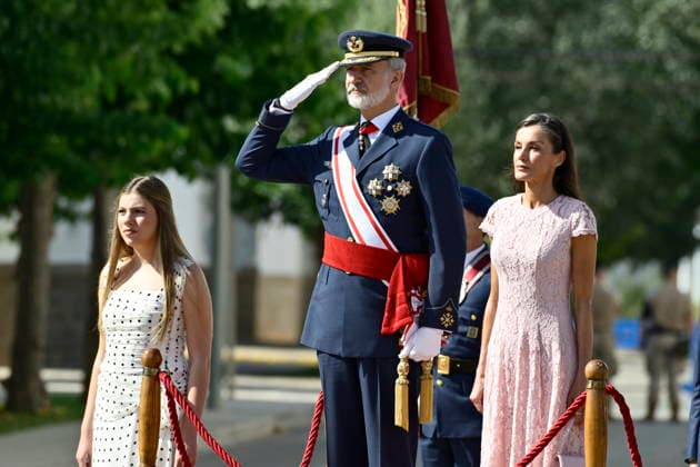Ceremony for the Presentation of Royal Letters of Appointment at the General Academy of Air and Space: King Felipe VI, Infanta Sofía I, and Queen Letizia D, during the ceremony for the presentation of Royal Letters of Appointment at the General Academy of Air and Space (AGA), on July 10, 2026, in Santiago de la Ribera, Murcia, Spain. At this ceremony, which marks the end of the academic year, the monarchs and officials presented lieutenant commissions to 111 cadets graduating from the academy. July 10, 2026 Kiko Asunción Santiago de la Ribera, Murcia Santiago de la Ribera, Murcia, Spain  Copyright: xKikoxAsuncionx 7657043