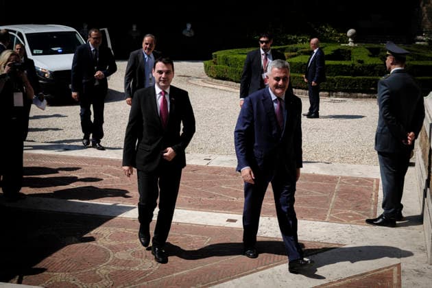 Western Balkans Ministerial Meeting Italian Deputy Prime Minister and Minister of Foreign Affairs and International Cooperation Antonio Tajani chairs the Ministerial Meeting on the Western Balkans, bringing together the Foreign Ministers of the Friends of the Western Balkans Group and the Foreign Ministers of the Western Balkans. Present in the photo Petr Macinka Foreign Minister of Czech Republic with Minister Tajani. Rome, Italy, July 10, 2026. Rome Italy Copyright: xAndreaxCalandrax