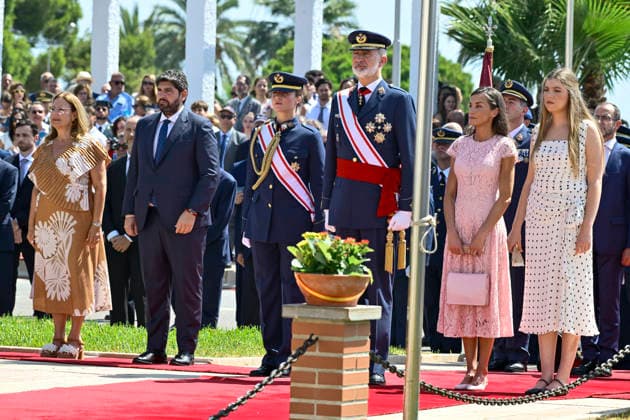 Royal Commissioning Ceremony at the General Academy of Air and Space: Princess Leonor, King Felipe VI, Queen Letizia, and Infanta Sofía during the presentation of Royal Letters of Appointment at the General Air and Space Academy (AGA) on July 10, 2026, in Santiago de la Ribera, Murcia, Spain. At this ceremony, which marks the end of the academic year, the monarchs and officials presented lieutenant commissions to 111 cadets graduating from the academy. JULY 10, 2026 Kiko Asunción Santiago de la Ribera, Murcia Santiago de la Ribera, Murcia, Spain  Copyright: xKikoxAsuncionx 7657418
