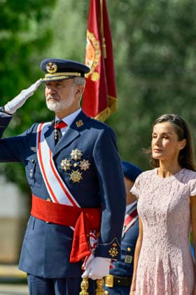 Awarding of Royal Commissions at the General Academy of Air and Space: King Felipe VI and Queen Letizia during the awarding of Royal Commissions at the General Academy of Air and Space (AGA) on July 10, 2026, in Santiago de la Ribera, Murcia, Spain. At this ceremony, which marks the end of the academic year, the monarchs and officials presented lieutenant commissions to 111 cadets graduating from the academy. JULY 10, 2026 Kiko Asunción Santiago de la Ribera, Murcia Santiago de la Ribera, Murcia, Spain  Copyright: xKikoxAsuncionx 7657445