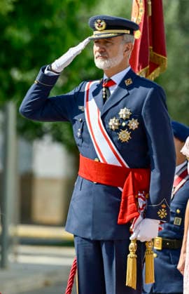 Ceremony for the Awarding of Royal Commissions at the General Academy of Air and Space: King Felipe VI during the ceremony for the awarding of Royal Commissions at the General Academy of Air and Space (AGA) on July 10, 2026, in Santiago de la Ribera, Murcia, Spain. At this ceremony, which marks the end of the academic year, the monarchs and officials presented lieutenant commissions to 111 cadets graduating from the academy. July 10, 2026 Kiko Asunción Santiago de la Ribera, Murcia Santiago de la Ribera, Murcia, Spain  Copyright: xKikoxAsuncionx 7657455