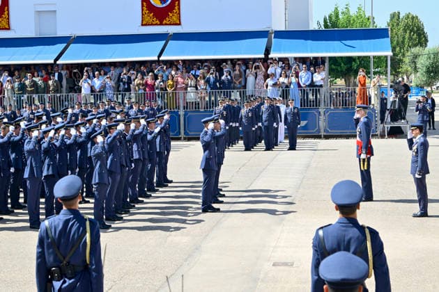Presentation of Royal Commissions at the General Academy of Air and Space: King Felipe VI during the presentation of Royal Commissions at the General Academy of Air and Space (AGA) on July 10, 2026, in Santiago de la Ribera, Murcia, Spain. At this ceremony, which marks the end of the academic year, the monarchs and officials presented lieutenant commissions to 111 cadets graduating from the academy. July 10, 2026 Kiko Asunción Santiago de la Ribera, Murcia Santiago de la Ribera, Murcia, Spain  Copyright: xKikoxAsuncionx 7657457