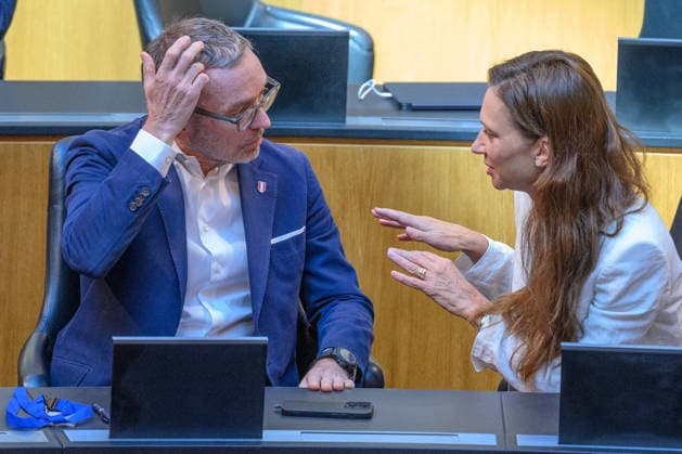 Â - Wien 10.07.2026 - 91. Sitzung des Nationalrats. PHOTO: Klubobmann der FPÖ Herbert Kickl und Abg. Susanne Fürst (FPÖ) 91th sitting of the National Council. Nationalrat, Nationalratssitzung, Parlamentssitzung, Parlament, Plenum 91. Sitzung des Nationalrats *** Vienna, July 10, 2026—91st Session of the National Council PHOTO: FPÖ Caucus Leader Herbert Kickl and Rep. Susanne Fürst (FPÖ) 91st Session of the National Council National Council, National Council session, parliamentary session, parliament, plenary session 91st Session of the National Council 