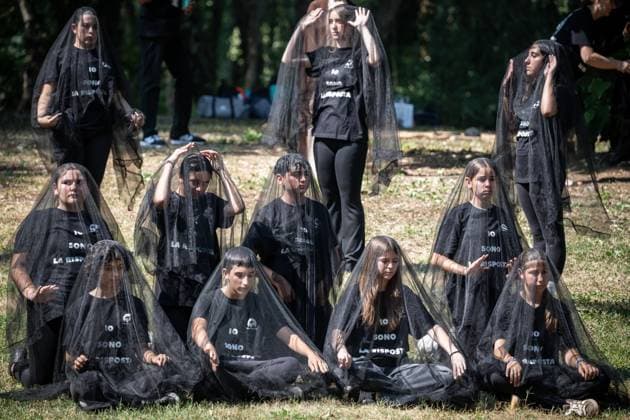 July 10, 2026, Seveso, Mb, Italy: Flashmob during the Commemoration of the 50th Anniversary of the ICMESA industrial accident at the Bosco delle Querce in Seveso 10 07 2026 Milan Seveso Italy  - ZUMAa289 20260710_zia_a289_034 Copyright: xNicolaxMarfisix xAgfx