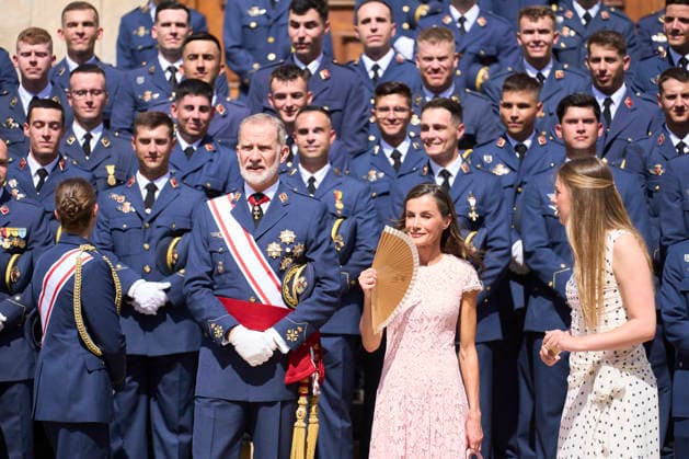 Spanish Royals attends the Presentation of Royal Employment Appointments at the General Academy of Air and Space King Felipe VI of Spain, Queen Letizia of Spain, Crown Princess Leonor, Princess Sofia attends the Presentation of Royal Employment Appointments at the General Academy of Air and Space at General Academy of Air and Space on July 10, 2026 in San Javier, Spain The Princess of Asturias has completed her military training at San Javier, having served in all three branches of the armed forces. This three-year training programme has prepared her to become the first woman to hold supreme command of the Armed Forces when she ascends to the throne. Photo by IMAGO MPG San Javier General Academy of Air and Space Murcia Spain  Copyright: xMPGx