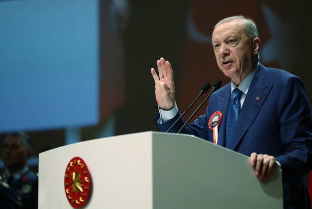 Turkish President Recep Tayyip Erdogan ISTANBUL, TURKIYE - JULY 10: (----EDITORIAL USE ONLY - MANDATORY CREDIT - TURKISH PRESIDENCY MUSTAFA KAMACI HANDOUT - NO MARKETING NO ADVERTISING CAMPAIGNS - DISTRIBUTED AS A SERVICE TO CLIENTS----) Turkish President Recep Tayyip Erdogan delivers a speech during the National Defense University Staff Officers’ Graduation Ceremony at the National Defense University in Istanbul, Turkiye, on July 10, 2026. TUR Presidency Mustafa Kamaci Handout Anadolu Istanbul Turkey. Editorial use only. Please get in touch for any other usage.  Copyright: x2026xAnadoluxTURxPresidencyx xMustafaxKamacix xHandoutx