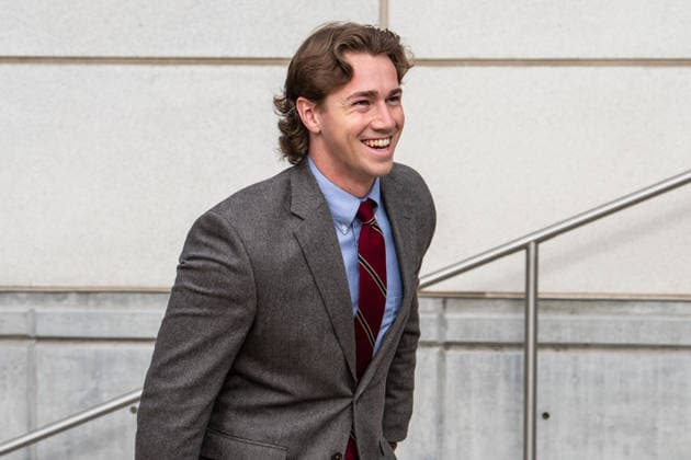 July 10, 2026, Provo, Utah, USA: KAI SCHWEMMER, a conservative activist and political director with College Republicans of America, arrives at the Fourth District Court in Provo, Utah, during the fifth day of the preliminary hearing in the Tyler Robinson case. Provo USA - ZUMAm292 20260710_znp_m292_002 Copyright: xCharlesxMcClintockxWilsonx