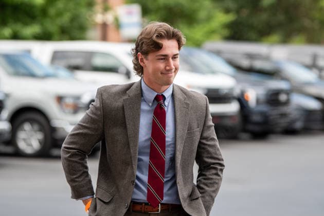 July 10, 2026, Provo, Utah, USA: KAI SCHWEMMER, a conservative activist and political director with College Republicans of America, arrives at the Fourth District Court in Provo, Utah, during the fifth day of the preliminary hearing in the Tyler Robinson case. Provo USA - ZUMAm292 20260710_znp_m292_004 Copyright: xCharlesxMcClintockxWilsonx