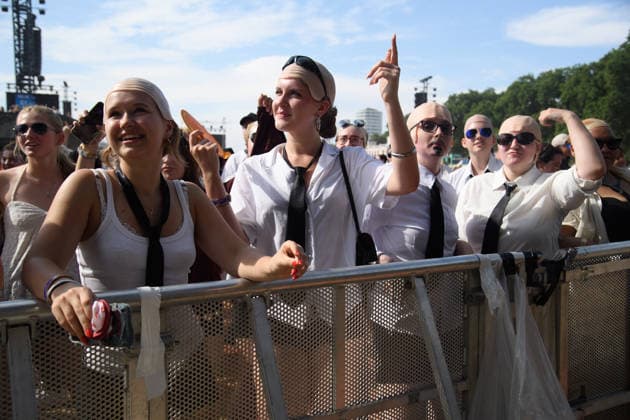 Bald Cap World Record Attempt at BST Hyde Park, London, UK - Fri 10 Jul 2026 Crowd members wear bald caps as part of a World Record Attempt for the largest gathering of people wearing bald caps (to look like American artist Pitbull) BST Hyde Park Festival in Hyde Park in London, England, UK on Friday 10 July 2026., Credit:Justin Ng Avalon UK, England, London, Hyde Park  Copyright: xJustinxNgx xAvalonx 1115748608