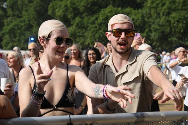 Bald Cap World Record Attempt at BST Hyde Park, London, UK - Fri 10 Jul 2026 Crowd members wear bald caps as part of a World Record Attempt for the largest gathering of people wearing bald caps (to look like American artist Pitbull) BST Hyde Park Festival in Hyde Park in London, England, UK on Friday 10 July 2026., Credit:Justin Ng Avalon UK, England, London, Hyde Park  Copyright: xJustinxNgx xAvalonx 1115748611