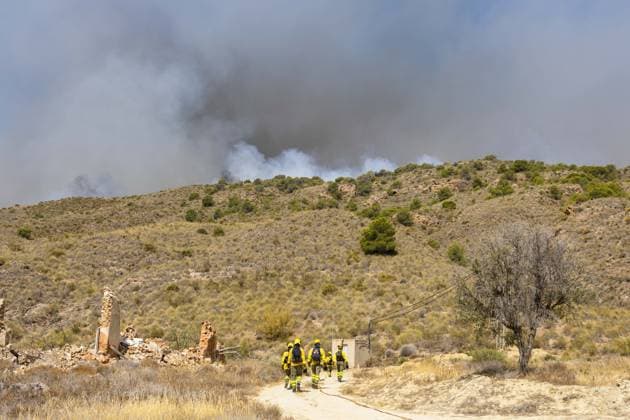 Forest fire kills at least 12 in southern Spain ALMERIA, SPAIN - JULY 10: Black smoke rise from the forest fire while evacuation and firefighting efforts continue in the Los Gallardos district of Almeria, Spain on July 10, 2026. At least 12 people were killed in a forest fire that broke out Thursday in Los Gallardos municipality in Almeria province in Spain’s southern Andalusia region, broadcaster RTVE reported. According to Andalusia’s emergency services, the victims were found in a hamlet of the neighboring municipality of Bedar, with some discovered inside vehicles engulfed by the flames. Chema Artero Anadolu Almeria Spain. Editorial use only. Please get in touch for any other usage.  Copyright: x2026xAnadoluxChemaxArterox