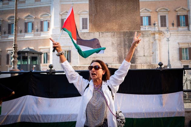 July 10, 2026, Rome, Rm, Italy: Activists from the group Health Workers for Gaza are holding a rally in front of Montecitorio, the Chamber of Deputies, to demand the release of Dr. Hussam Abu Safiya and all other Palestinian prisoners. Rome Italy - ZUMAg256 20260710_znp_g256_009 Copyright: xMarcoxDixGianvitox