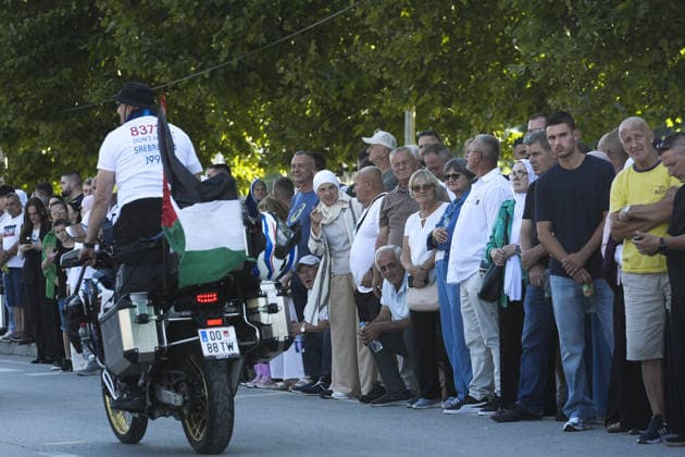 Peace March participants arrive in Potocari to honor Srebrenica genocide victims SREBRENICA, BOSNIA AND HERZEGOVINA - JULY 10: Hundreds of motorcyclists from various countries arrive at the Potocari Memorial Center after departing from Sarajevo to participate in the upcoming 31st anniversary commemoration ceremonies for the 1995 Srebrenica genocide in Srebrenica, Bosnia and Herzegovina, on July 10, 2026. Samir Jordamovic Anadolu Srebrenica Bosnia and Herzegovina. Editorial use only. Please get in touch for any other usage.  Copyright: x2026xAnadoluxSamirxJordamovicx