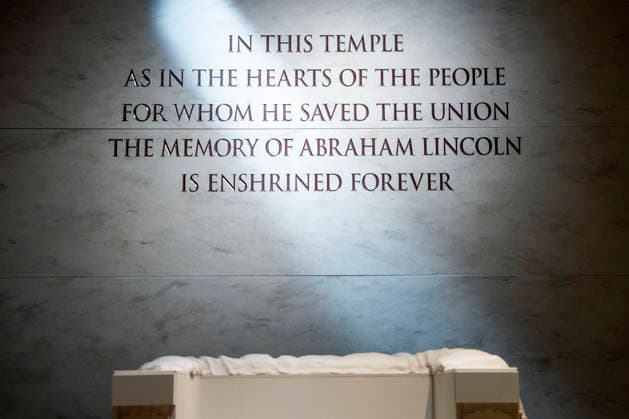 A replica of former U.S. President Abraham Lincoln s chair is available for a photo op in the newly-remodeled undercroft beneath the Lincoln Memorial in Washington, DC on Friday, July 10, 2026. The new 15,000-square-foot exhibit showcases the massive concrete foundations that support the memorial while telling the story of how the Lincoln Memorial was designed and built.  WAP20260710333 BONNIExCASH