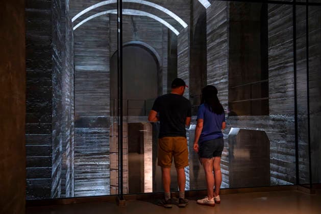 Visitors tour the newly-remodeled undercroft beneath the Lincoln Memorial in Washington, DC on Friday, July 10, 2026. The new 15,000-square-foot exhibit showcases the massive concrete foundations that support the memorial while telling the story of how the Lincoln Memorial was designed and built.  WAP20260710343 BONNIExCASH