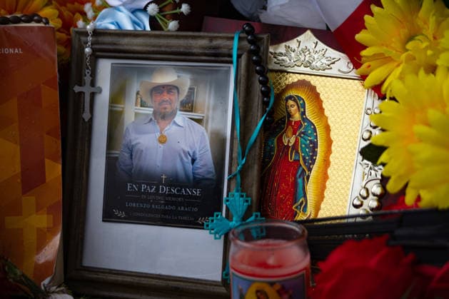 Photograph showing an image of Mexican migrant Lorenzo Salgado on an altar in his honor at the site where he was murdered in Houston, Texas, 10 July 2026. Tribute to the Mexican migrant who died in Texas !ACHTUNG: NUR REDAKTIONELLE NUTZUNG!  Copyright: xCARLOSxRAMIREZx AME8953 20260711-55020863443_1