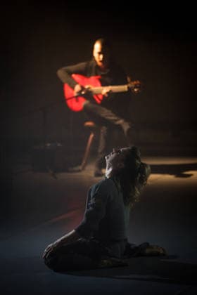 The performance Smoke and Mirrors by Italian dancer Francesca Amy Amante (down) and Czech flamenco guitarist Filip Zubak (up) at the Tanecni Lipnice festival (Lipnice Dance Festival) took place at Lipnice nad Sazavou Castle, Czech Republic, on July 10, 2026. (CTKxPhoto JaroslavxSvoboda) CTKPhotoP2026071007782  CTKPhotoP2026071007782