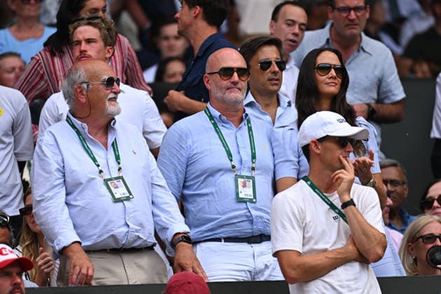 2026 Wimbledon - Semi-Final - Celebrities in the Stands Arthur Fery’s father and grand father during the semi final match at the 2026 Wimbledon Championships at the AELTC in London, Great Britain, on July 10, 2026. Photo by Corinne Dubreuil ABACAPRESS.COM LONDON United Kingdom  Copyright: xDubreuilxCorinne ABACAx