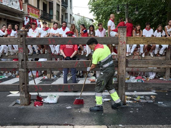Fifth bull run of the 2026 San Fermín Festival, featuring bulls from the José Escolar ranch; cleanup prior to the fifth bull run of the 2026 San Fermín Festival, on July 11, 2026, in Pamplona, Navarre, Spain. In this year’s festival, the fifth running of the San Fermín festivities features bulls from the José Escolar ranch in Spain.  Copyright: xEduardoxSanzx 7658880