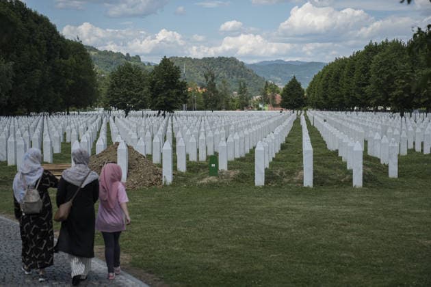 Bosnia prepares to bury 10 Srebrenica genocide victims on 31st anniversary POTOCARI, BOSNIA AND HERZEGOVINA – JULY 10: Relatives of victims of the 1995 Srebrenica genocide pray at the graves of their loved ones at the Potocari Memorial Cemetery in Potocari, Bosnia and Herzegovina, on July 10, 2026. Ten newly identified Bosniak victims of the genocide are to be laid to rest following funeral prayers later in the day during the annual collective burial ceremony. More than three decades after the genocide, newly identified victims continue to be buried each year after DNA identification and forensic examinations. Samir Jordamovic Anadolu Potocari Bosnia and Herzegovina. Editorial use only. Please get in touch for any other usage.  Copyright: x2026xAnadoluxSamirxJordamovicx