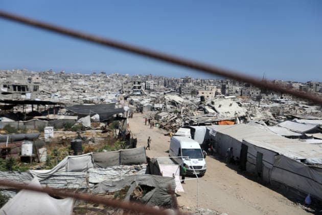 Displaced Palestinians endure harsh living conditions in eastern Gaza City Displaced Palestinians struggle to continue their daily lives inside worn-out tents erected near buildings destroyed by the war in the al-Zarqa area, east of Gaza City, on July 11, 2026. The scene coincides with World Population Day as displaced families continue to face shortages of water and food, deteriorating sanitation and healthcare services, and the widespread collapse of essential infrastructure amid the ongoing impact of the war. Photo by Bilal Osama apaimages Gaza city Gaza Strip Palestinian Territory 110726_Gaza_BO_00(51) Copyright: xapaimagesxBilalxOsamax xapaimagesx