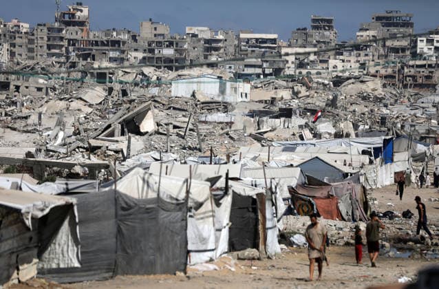 Displaced Palestinians endure harsh living conditions in eastern Gaza City Displaced Palestinians struggle to continue their daily lives inside worn-out tents erected near buildings destroyed by the war in the al-Zarqa area, east of Gaza City, on July 11, 2026. The scene coincides with World Population Day as displaced families continue to face shortages of water and food, deteriorating sanitation and healthcare services, and the widespread collapse of essential infrastructure amid the ongoing impact of the war. Photo by Bilal Osama apaimages Gaza city Gaza Strip Palestinian Territory 110726_Gaza_BO_00(2) Copyright: xapaimagesxBilalxOsamax xapaimagesx