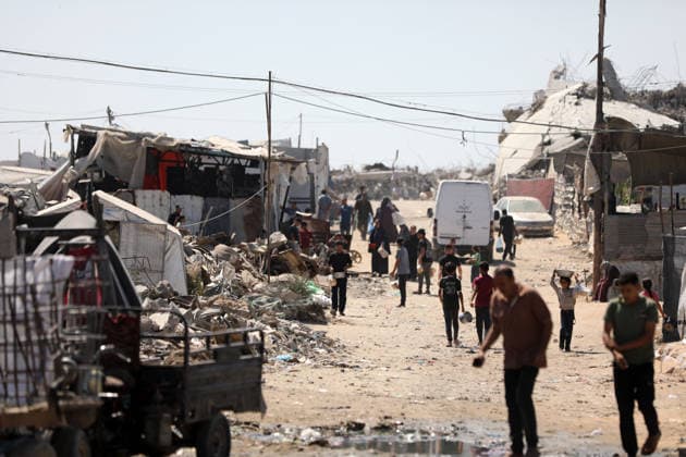 Displaced Palestinians endure harsh living conditions in eastern Gaza City Displaced Palestinians struggle to continue their daily lives inside worn-out tents erected near buildings destroyed by the war in the al-Zarqa area, east of Gaza City, on July 11, 2026. The scene coincides with World Population Day as displaced families continue to face shortages of water and food, deteriorating sanitation and healthcare services, and the widespread collapse of essential infrastructure amid the ongoing impact of the war. Photo by Bilal Osama apaimages Gaza city Gaza Strip Palestinian Territory 110726_Gaza_BO_00(62) Copyright: xapaimagesxBilalxOsamax xapaimagesx