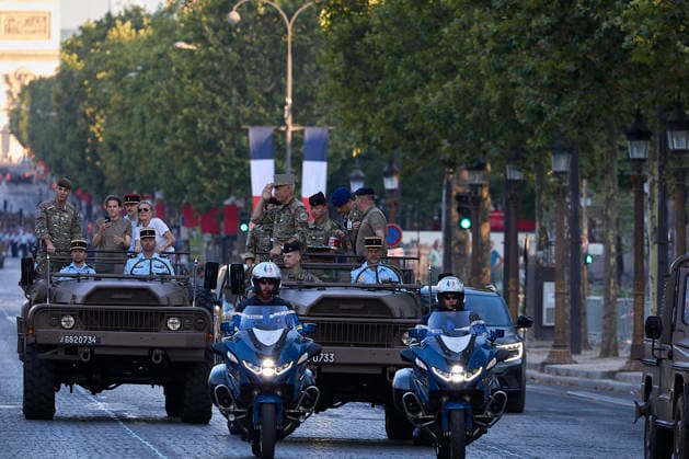 Rehearsal for July 14th 2026 Military Parade on the Champs-Elysees - Paris Rehearsal for July 14th 2026 Military Parade on the Champs-Elysees, in Paris, France, on July 11, 2026. Thirty-six foreign nations and over 6,000 soldiers will be on the Champs-elysees for the 2026 edition of the July 14th parade. Some 500 soldiers from member countries of the Volunteer Coalition and twenty-five Ukrainian soldiers will lead the traditional July 14 military parade on the Champs-Élysees, in front of about 30 heads of state and government. Photo by Jean Pierre Nguyen Van Hai Barbier ABACAPRESS.COM Paris France  Copyright: xNguyenxVanxHai-BarbierxJeanxPierre ABACAx