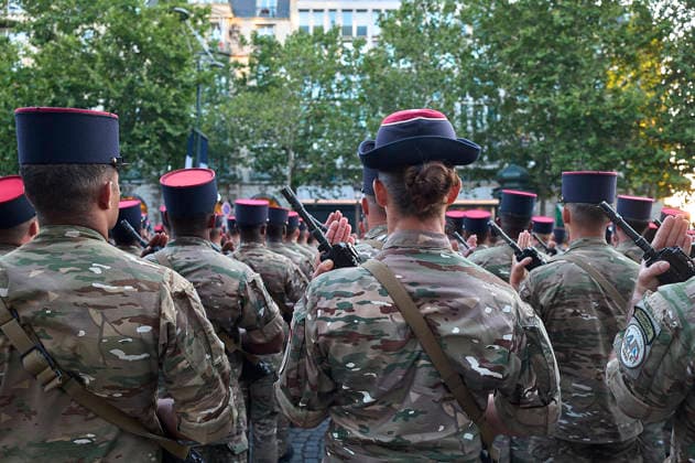 Rehearsal for July 14th 2026 Military Parade on the Champs-Elysees - Paris Rehearsal for July 14th 2026 Military Parade on the Champs-Elysees, in Paris, France, on July 11, 2026. Thirty-six foreign nations and over 6,000 soldiers will be on the Champs-elysees for the 2026 edition of the July 14th parade. Some 500 soldiers from member countries of the Volunteer Coalition and twenty-five Ukrainian soldiers will lead the traditional July 14 military parade on the Champs-Élysees, in front of about 30 heads of state and government. Photo by Jean Pierre Nguyen Van Hai Barbier ABACAPRESS.COM Paris France  Copyright: xNguyenxVanxHai-BarbierxJeanxPierre ABACAx