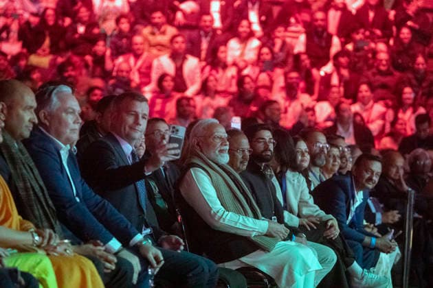 NARENDRA MODI NEW ZEALAND VISIT, Indian Prime Minister Narendra Modi (centre) attends the Kia Ora Modi community reception at Spark Arena in Auckland, New Zealand, Saturday, July 11, 2026. ( NO ARCHIVING Auckland Auckland New Zealand  Copyright: xChrisxMcKeenx 20260711148268433299